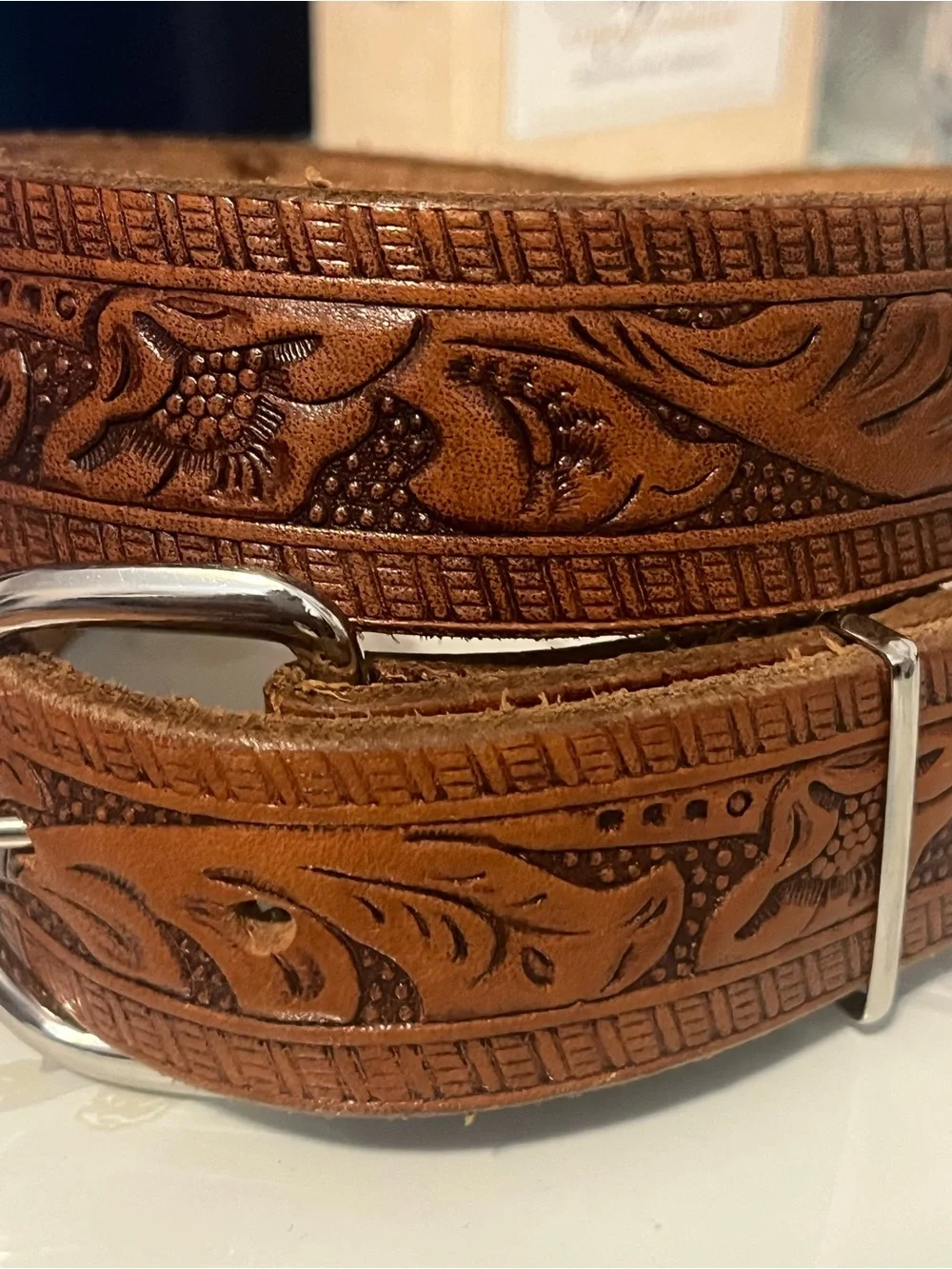 Hand-Tooled Brown Leather size S